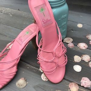 LILLY PULITZER PINK SLIDE HEELS 7.5